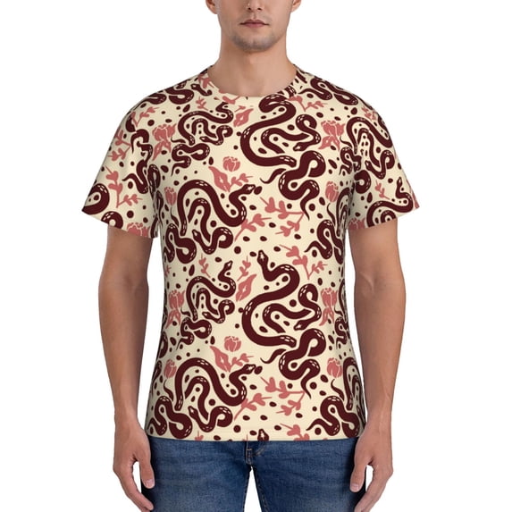 Bixox Men's Snake Printed Short Sleeve Skinny Athletic T-Shirt