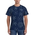 thumbnail image 1 of Bixox Men's Snowflake Dark Blue Printed Short Sleeve Skinny Athletic T-Shirt, 1 of 6