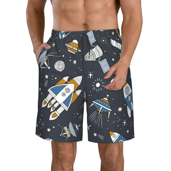 Bixox Men's Space Cars printing Casual Classic Fit Short Summer Beach Shorts