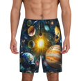 thumbnail image 1 of Bixox Men's Space Planet printed lightweight casual shorts, soft sleep shorts with pockets., 1 of 7