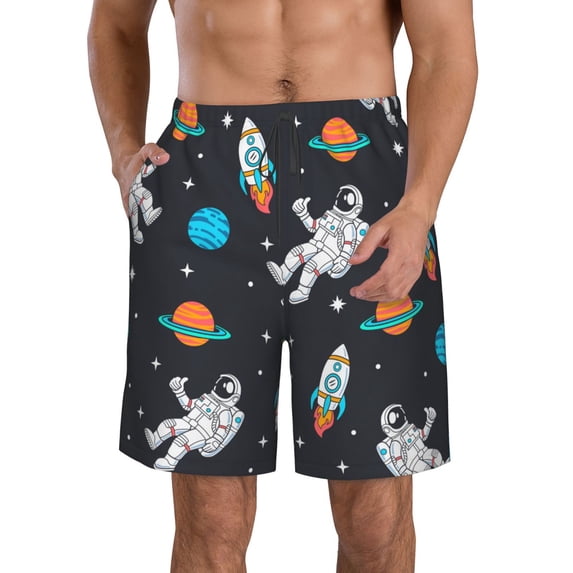 Bixox Men's Space printing Casual Classic Fit Short Summer Beach Shorts