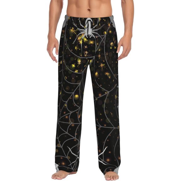 Bixox Men's Spiderweb Bats And A Spider Patterned Pajama Pants with Pockets Lounge Clothes for Home