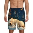 thumbnail image 1 of Bixox Men's Starry Sky Sleep White Bear printed lightweight casual shorts, soft sleep shorts with pockets., 1 of 1