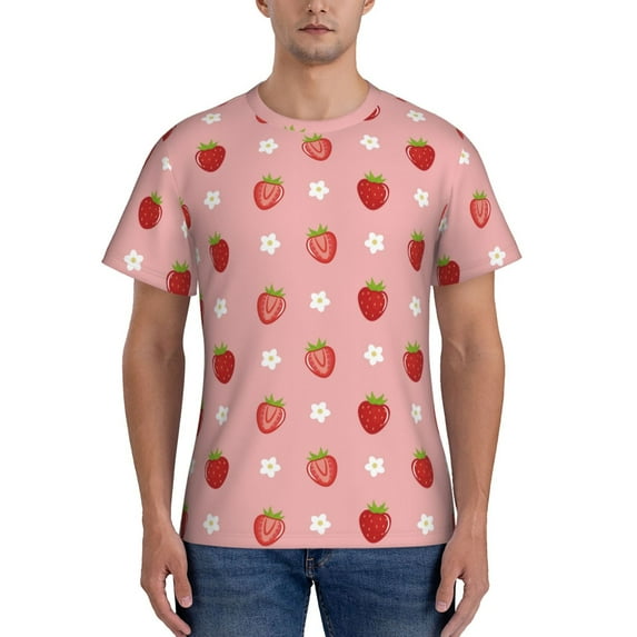 Bixox Men's Strawberries Printed Short Sleeve Skinny Athletic T-Shirt