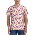 thumbnail image 1 of Bixox Men's Strawberry And Cheery Printed Short Sleeve Skinny Athletic T-Shirt, 1 of 6
