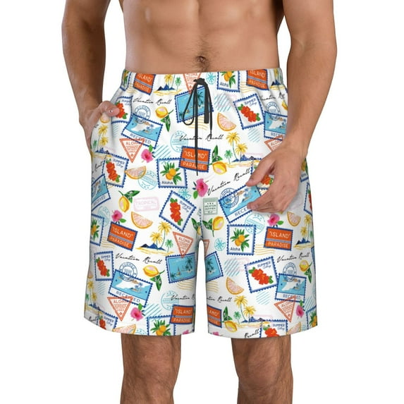 Bixox Men's Summer Stamp printing Casual Classic Fit Short Summer Beach Shorts