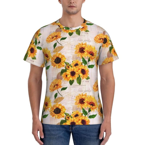 Bixox Men's Sunflower 5 Printed Short Sleeve Skinny Athletic T-Shirt