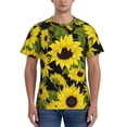 thumbnail image 1 of Bixox Men's Sunflowers In Vintage Printed Short Sleeve Skinny Athletic T-Shirt, 1 of 6