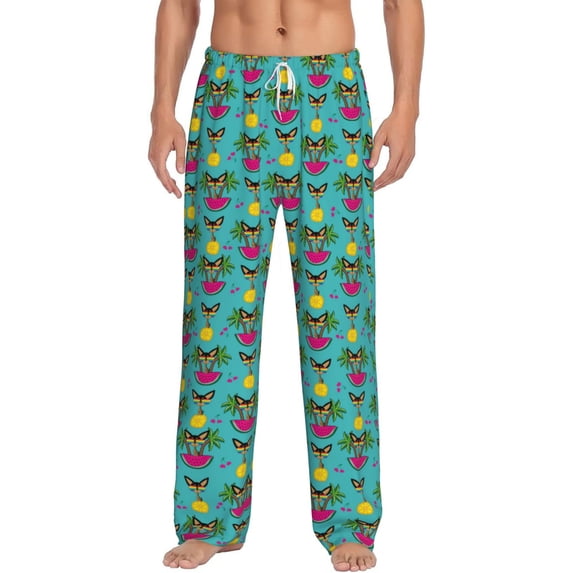 Bixox Men's Sunmmer Cat Patterned Pajama Pants with Pockets Lounge Clothes for Home