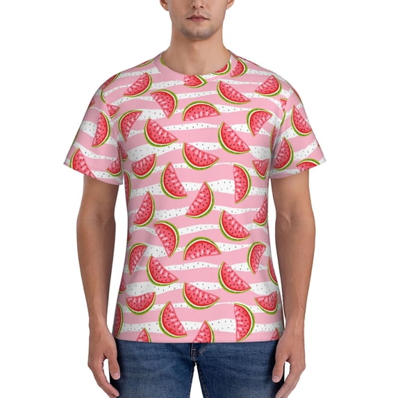 Bixox Men's Sweet Watermelon Printed Short Sleeve Skinny Athletic T-Shirt