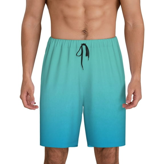 Bixox Men's Teal Turquoise printed lightweight casual shorts, soft sleep shorts with pockets.