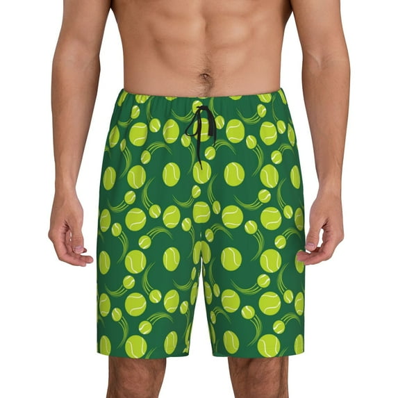 Bixox Men's Tennis Balls printed lightweight casual shorts, soft sleep shorts with pockets.