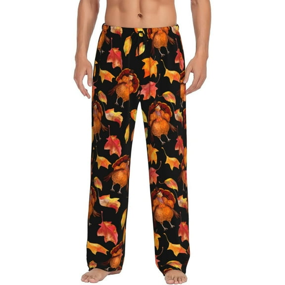 Bixox Men's Thanksgiving Turkey 1 Patterned Pajama Pants with Pockets Lounge Clothes for Home