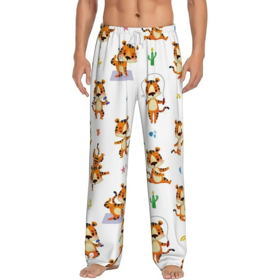 Bixox Men's Tigers go in for Sports Patterned Pajama Pants with Pockets Lounge Clothes for Home