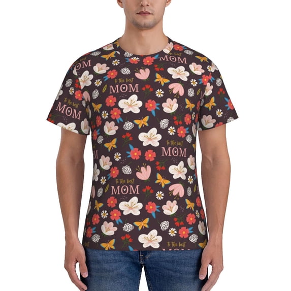 Bixox Men's To The Best Mom Printed Short Sleeve Skinny Athletic T-Shirt