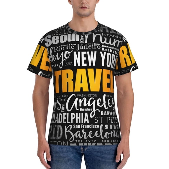 Bixox Men's Travel Printed Short Sleeve Skinny Athletic T-Shirt