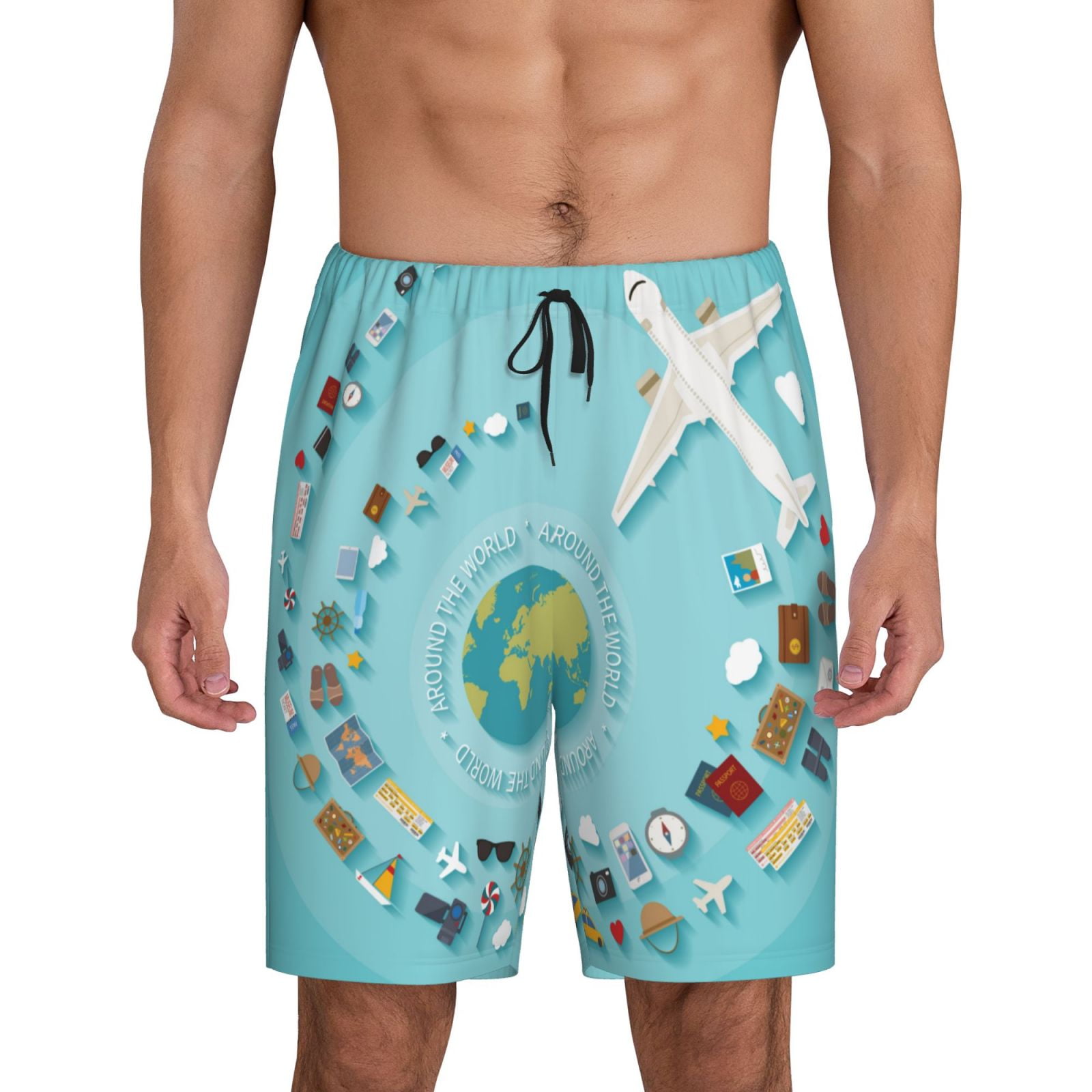 Bixox Men's Travelling on Airplane printed lightweight casual shorts