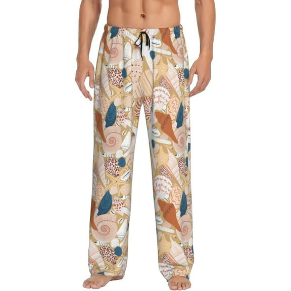 Bixox Men's Tropical Beach Sea Shell Patterned Pajama Pants with Pockets Lounge Clothes for Home