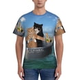 thumbnail image 1 of Bixox Men's Two Brave Cats Are Floating On The Sea Iceberg Printed Short Sleeve Skinny Athletic T-Shirt, 1 of 6