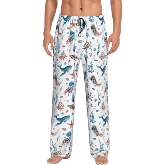 Bixox Men's Undersea Animals Patterned Pajama Pants with Pockets Lounge Clothes for Home