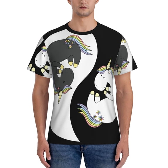 Bixox Men's Unicorn in Yoga Printed Short Sleeve Skinny Athletic T-Shirt