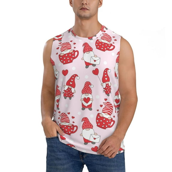 Bixox Men's Valentine Gnomes Printed Shirt Sleeveless Fitness Tank Top-X-Large