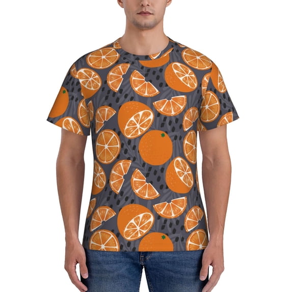 Bixox Men's Various Oranges Printed Short Sleeve Skinny Athletic T-Shirt