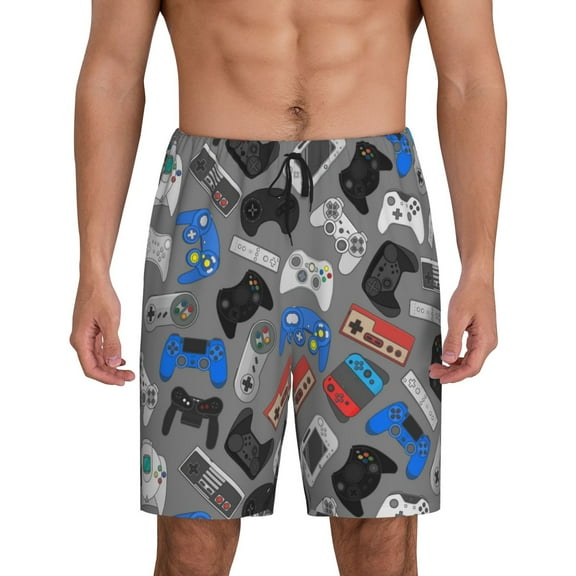 Bixox Men's Video Game printed lightweight casual shorts, soft sleep shorts with pockets.