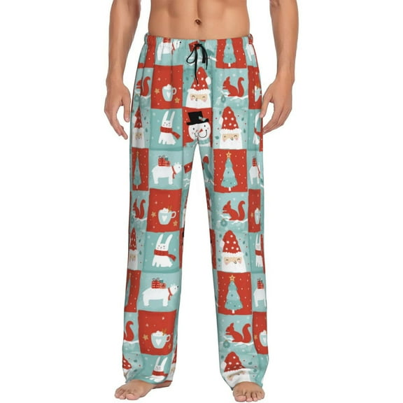 Bixox Men's Warm Christmas Memories Patterned Pajama Pants with Pockets Lounge Clothes for Home