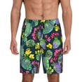 thumbnail image 1 of Bixox Men's Watercolor Cactuses printed lightweight casual shorts, soft sleep shorts with pockets., 1 of 7