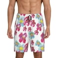 thumbnail image 1 of Bixox Men's Watercolor Flowers printed lightweight casual shorts, soft sleep shorts with pockets., 1 of 1
