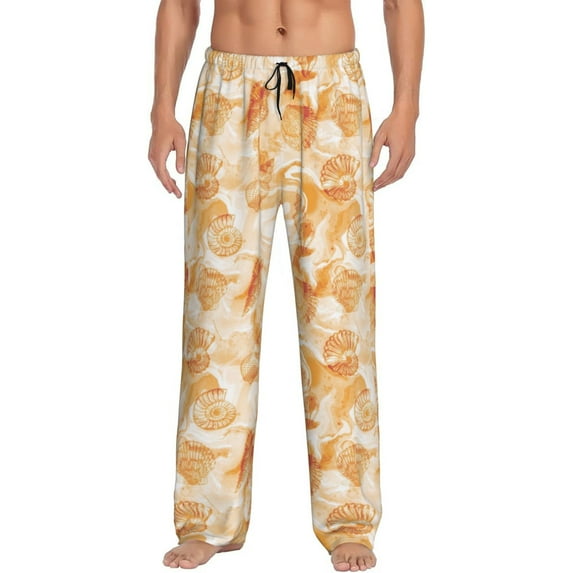 Bixox Men's Watercolor Sea Shells Patterned Pajama Pants with Pockets Lounge Clothes for Home