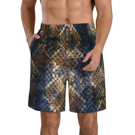 Bixox Men's Watercolor Snake Skin printing Casual Classic Fit Short Summer Beach Shorts