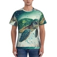 thumbnail image 1 of Bixox Men's Watercolor Turtle1 Printed Short Sleeve Skinny Athletic T-Shirt, 1 of 6