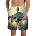 thumbnail image 1 of Bixox Men's Watercolor Turtle2 printing Casual Classic Fit Short Summer Beach Shorts, 1 of 6