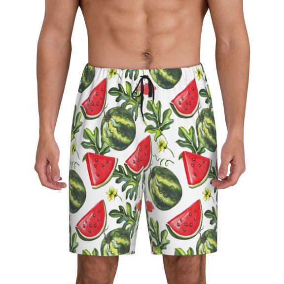 Bixox Men's Watermelons printed lightweight casual shorts, soft sleep shorts with pockets.