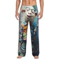 thumbnail image 1 of Bixox Men's Whimsical Goat Artist Patterned Pajama Pants with Pockets Lounge Clothes for Home, 1 of 5