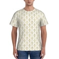 thumbnail image 1 of Bixox Men's White And Gold Geometry Printed Short Sleeve Skinny Athletic T-Shirt, 1 of 6