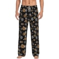 thumbnail image 1 of Bixox Men's White And Yellow Snowflakes Patterned Pajama Pants with Pockets Lounge Clothes for Home, 1 of 5