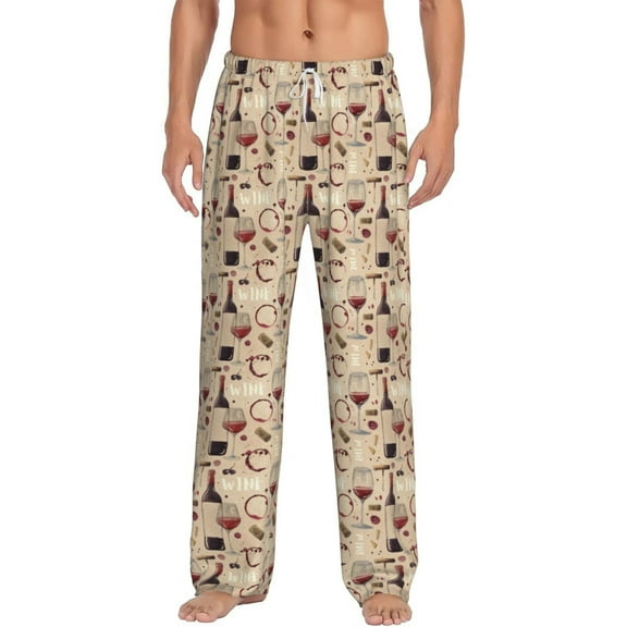 Bixox Men's Wine Glasses Patterned Pajama Pants with Pockets Lounge Clothes for Home