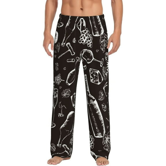 Bixox Men's Wine Seamless Patterned Pajama Pants with Pockets Lounge Clothes for Home
