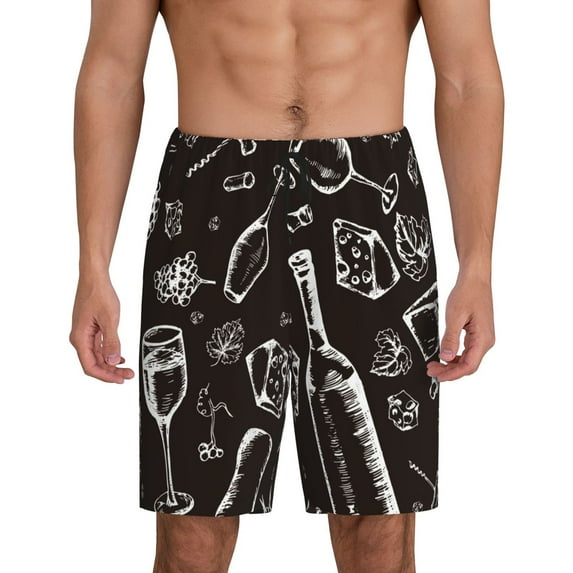 Bixox Men's Wine Seamless printed lightweight casual shorts, soft sleep shorts with pockets.