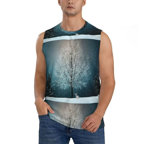 Bixox Men's Winter Rabbit Printed Shirt Sleeveless Fitness Tank Top-3X-Large