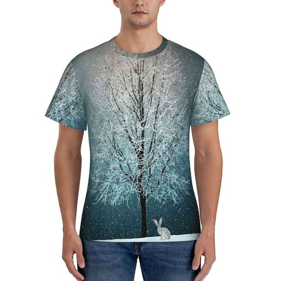 Bixox Men's Winter Rabbit Printed Short Sleeve Skinny Athletic T-Shirt