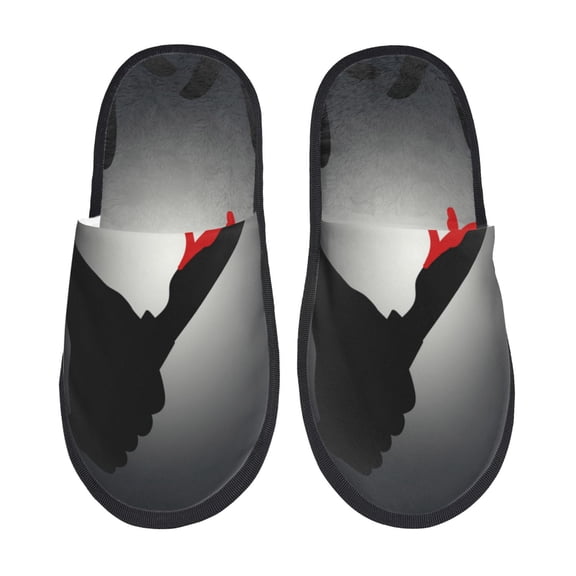 Bixox Men's Women's A Bloody Knife In His Hand Patterned Plush House Slippers, Memory Foam Slippers, Indoor and Outdoor Warm Plush Bedroom Shoes, Soft Flat Sole, Comfortable and Non-slip