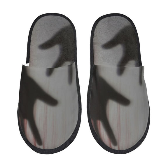 Bixox Men's Women's Bloody Hand Behind Patterned Plush House Slippers, Memory Foam Slippers, Indoor and Outdoor Warm Plush Bedroom Shoes, Soft Flat Sole, Comfortable and Non-slip