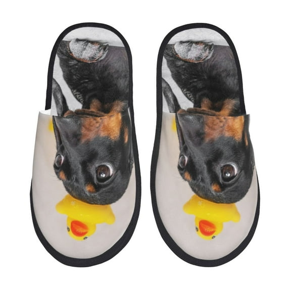Bixox Men's Women's Dachshund Sitting in Bathtub Patterned Plush House Slippers, Memory Foam Slippers, Indoor and Outdoor Warm Plush Bedroom Shoes, Soft Flat Sole, Comfortable and Non-slip