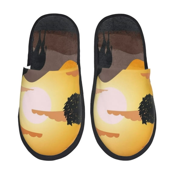 Bixox Men's Women's Giraffes Of The African Savannah Patterned Plush House Slippers, Memory Foam Slippers, Indoor and Outdoor Warm Plush Bedroom Shoes, Soft Flat Sole, Comfortable and Non-slip