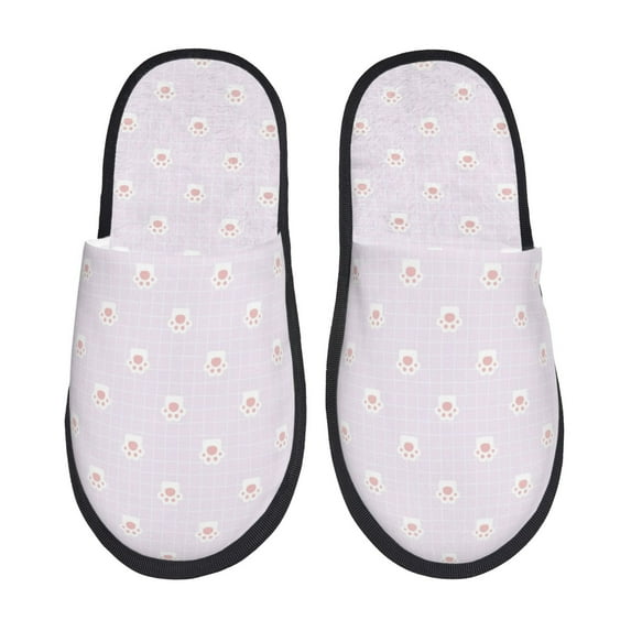 Bixox Men's Women's Kawaii Cat Paw Patterned Plush House Slippers, Memory Foam Slippers, Indoor and Outdoor Warm Plush Bedroom Shoes, Soft Flat Sole, Comfortable and Non-slip