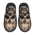 thumbnail image 1 of Bixox Men's Women's Metal Style Horned Skull Patterned Plush House Slippers, Memory Foam Slippers, Indoor and Outdoor Warm Plush Bedroom Shoes, Soft Flat Sole, Comfortable and Non-slip, 1 of 5
